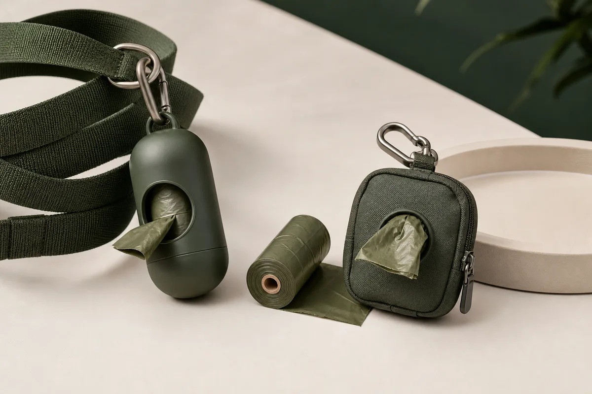 OEM dog poop bag dispensers with refill roll and leash clip