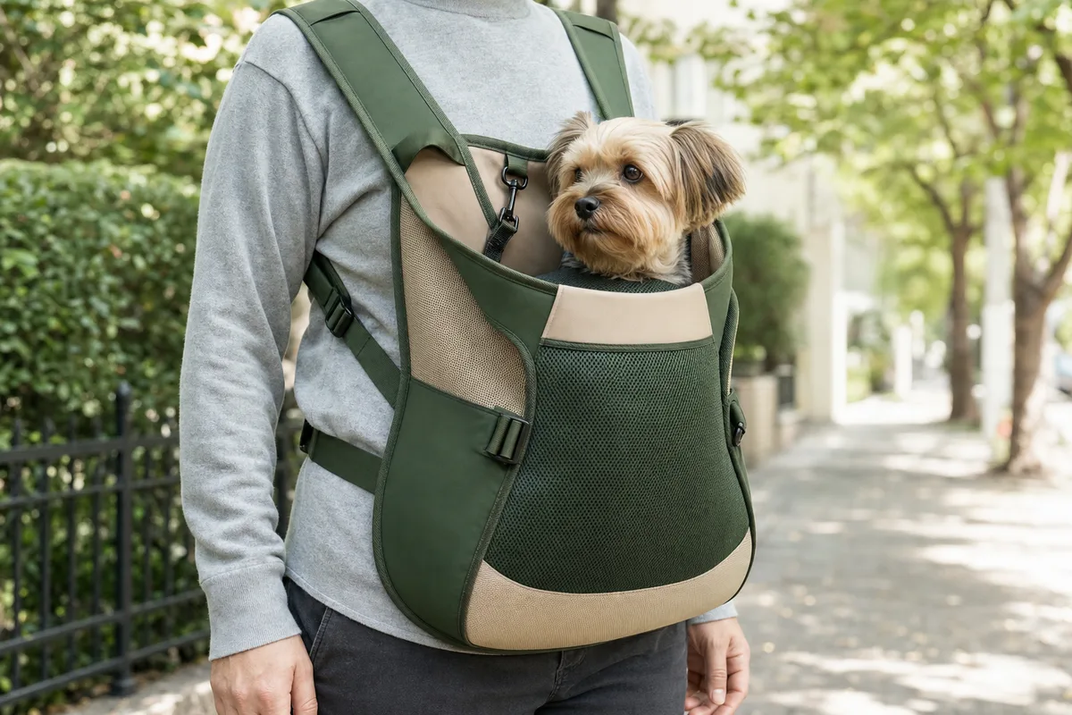 Hands-free pet chest carrier with breathable support panels