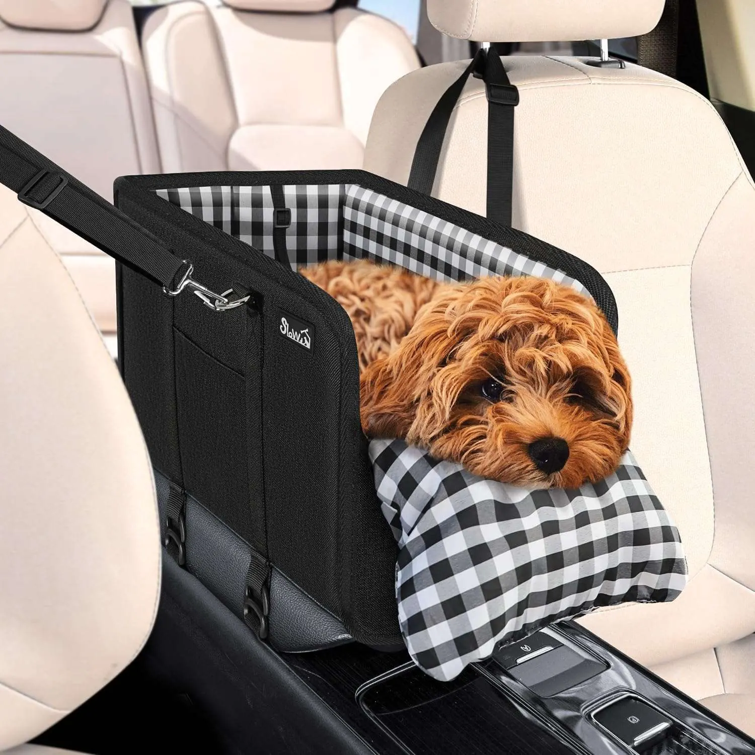 Dog car seat carrier for vehicle travel