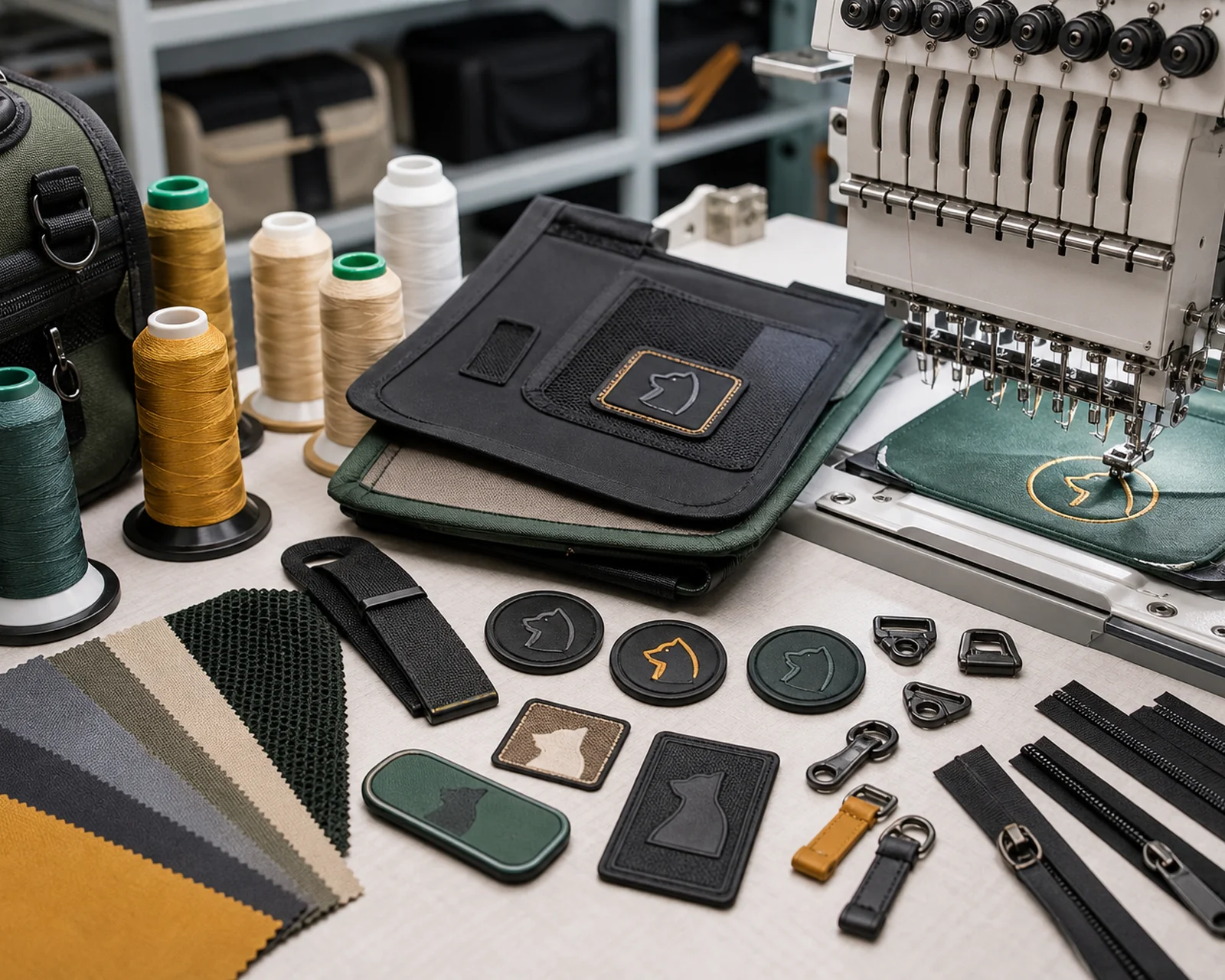Embroidery machines for custom logo production