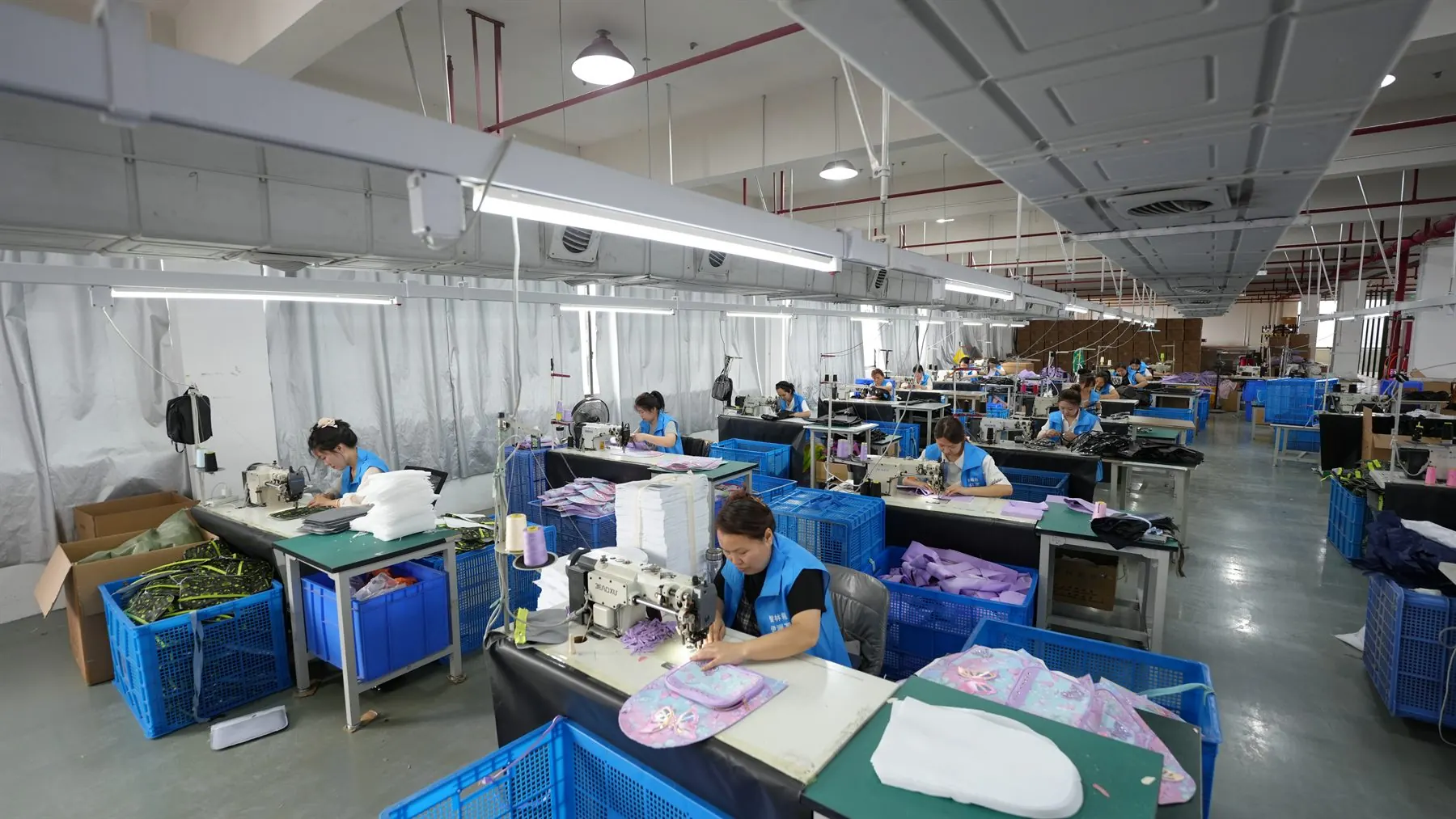 Eland Bag production floor with sewing lines in operation