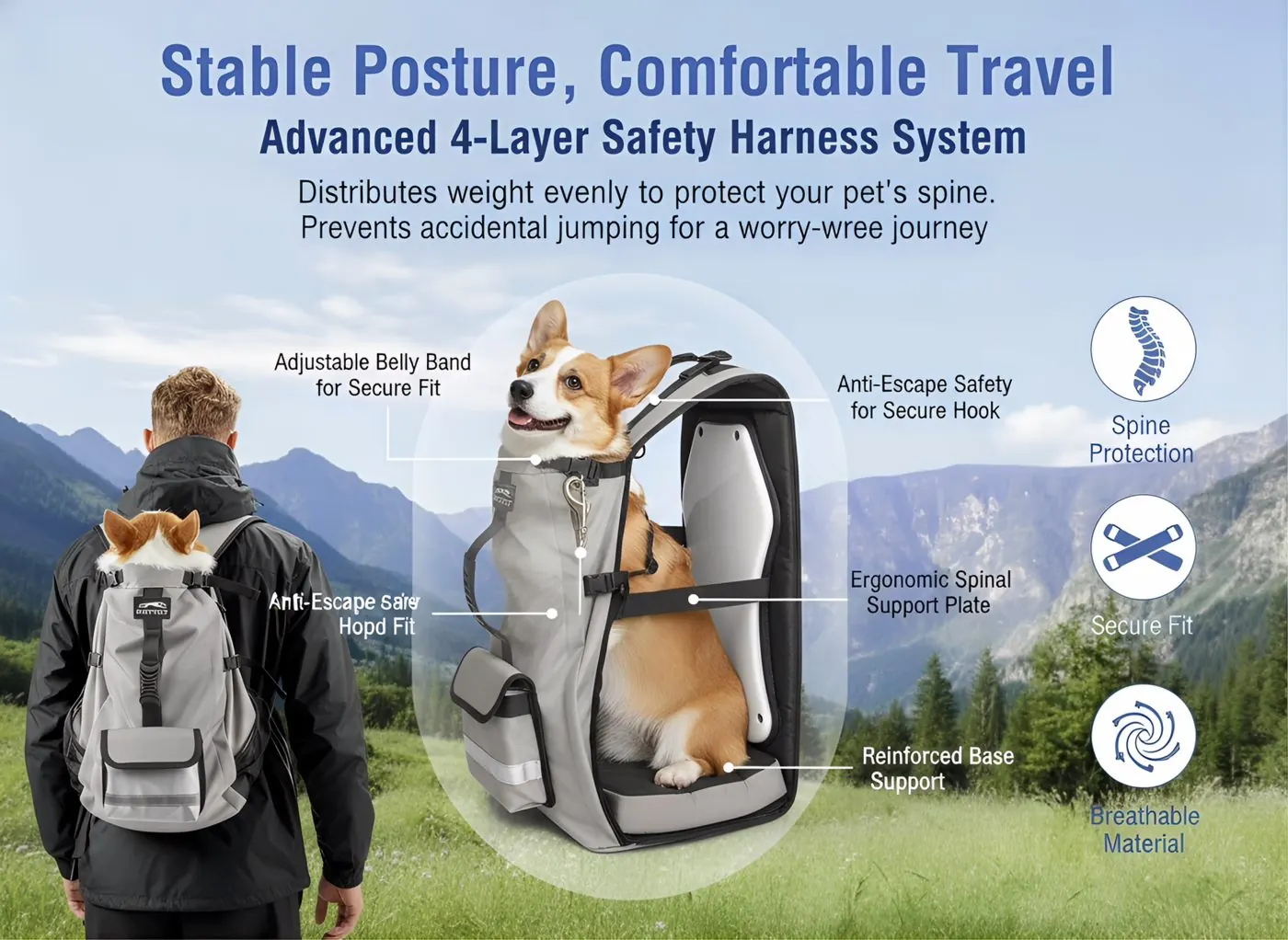 Custom Dog Hiking Backpack Factory thumbnail 3