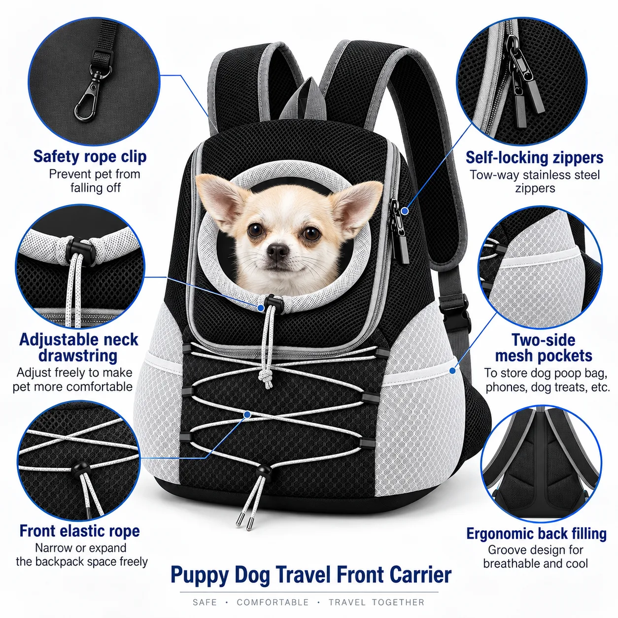 Custom Puppy Dog Travel Front Carrier thumbnail 4