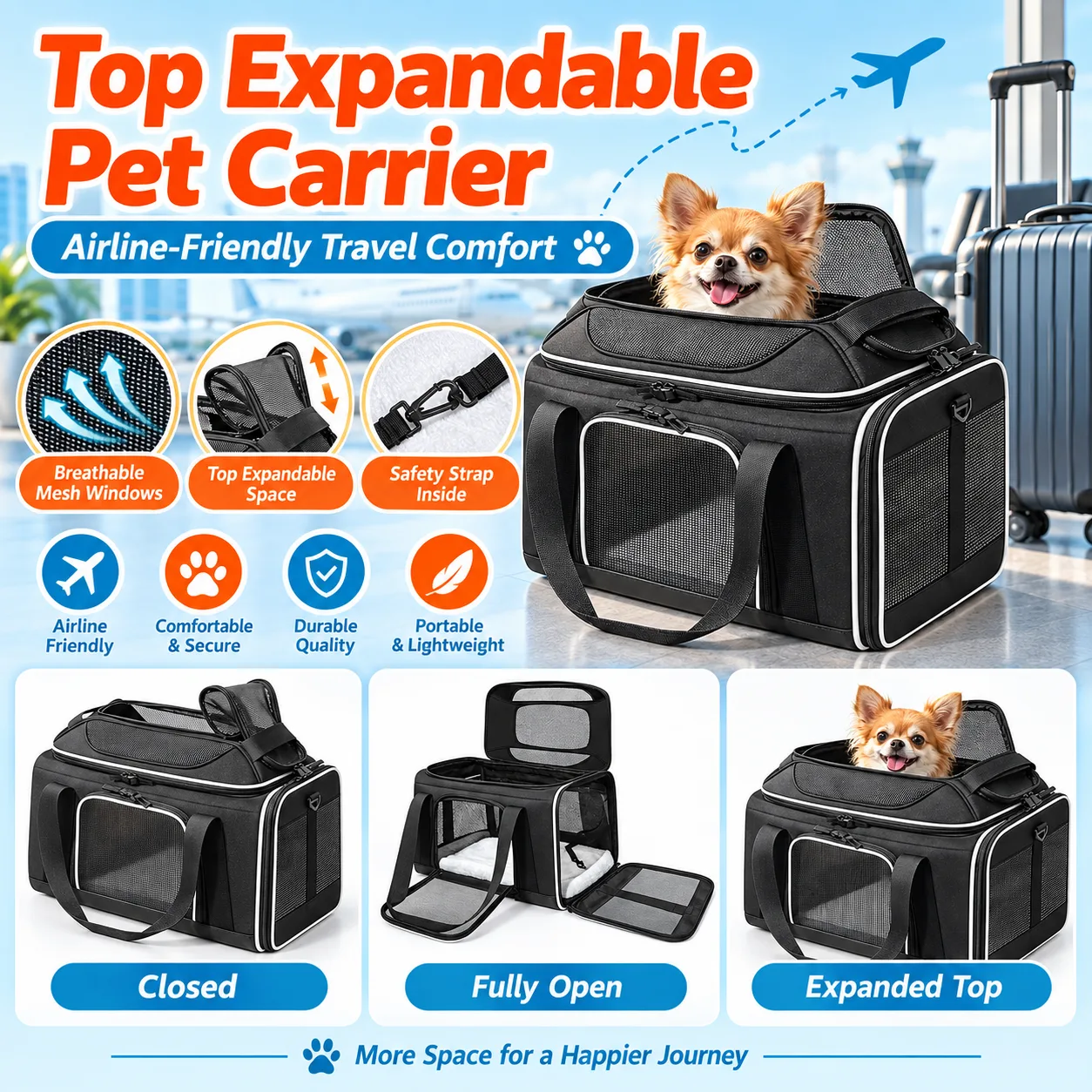 Custom Top Expandable Pet Carrier thumbnail 5