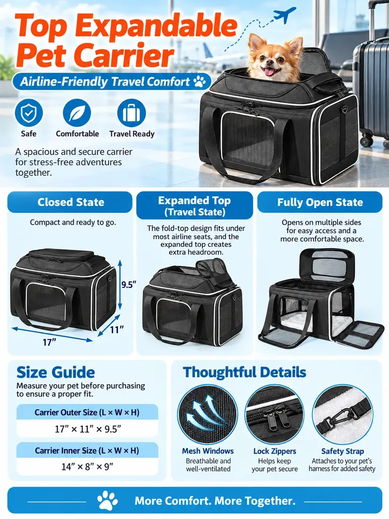 Custom Top Expandable Pet Carrier