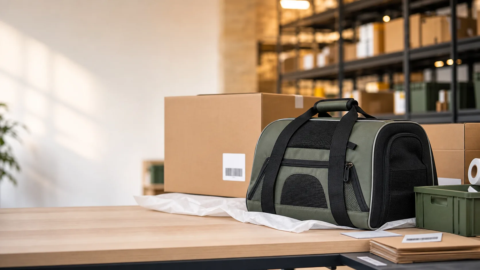Pet bag Amazon FBA launch preparation with carrier product and export packing